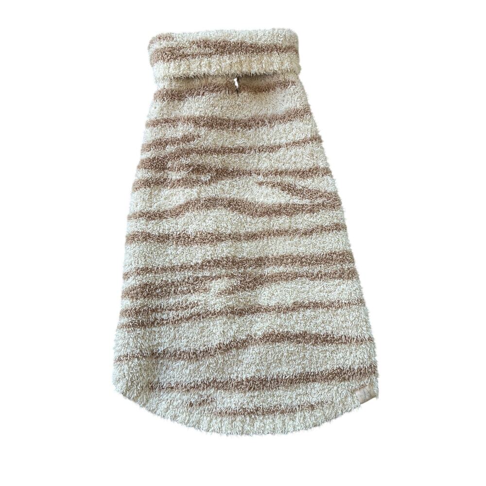 Barefoot Dreams CozyChic Cream Zebra Stripe Pet Dog Sweater Size Medium